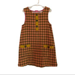 Mini boden girls retro check pinafore dress.